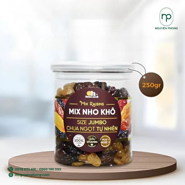 thẻ treo sản phẩm nho khô